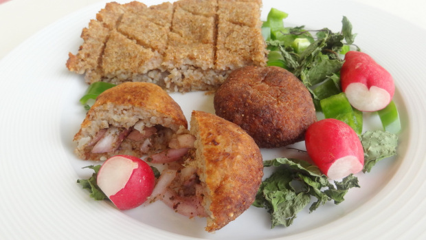 Vegetarian Potato Kibbe (Kibbet Batata) in a plate