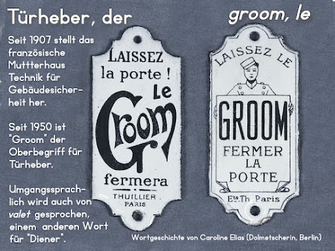 Seit 1907 stellt das Muttterhaus Technik für Gebäudesicherheit her. Seit 1950 ist "Groom" ein Oberbegriff für "Türheber. Umgangssprachlich wird auch von le valet gesprochen, einem anderen Wort für "Diener".