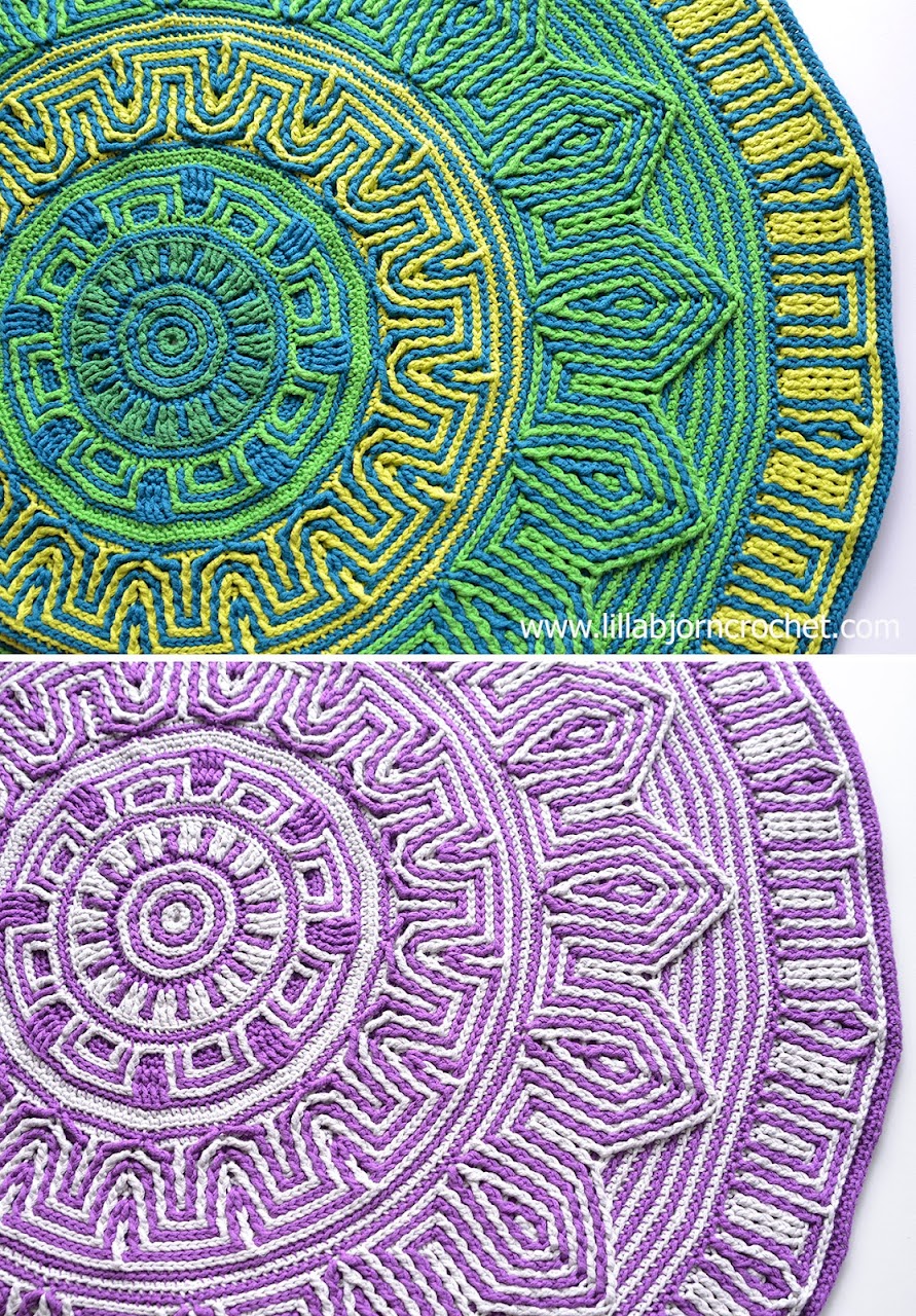 Labyrinth Mandala Rug - original overlay crochet pattern by Lilla Bjorn