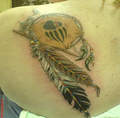 Feather tattoos most commonly Native American designs