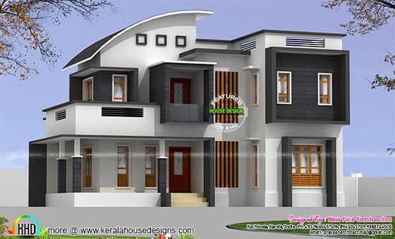 2314 sq-ft 4 bhk modern curved roof mix home