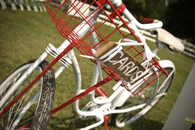 Instead of a card box they used a bike basket for the cards