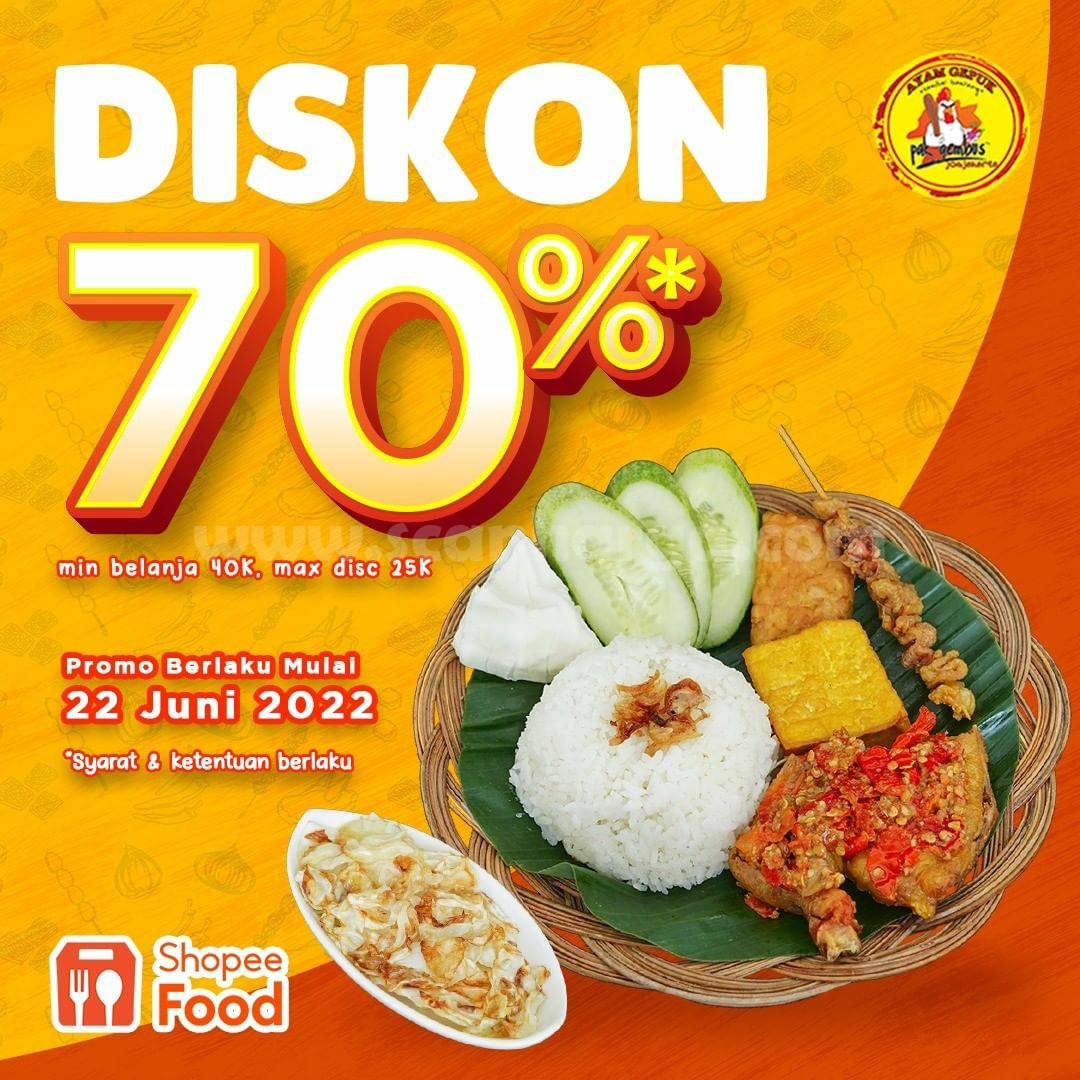 Ayam Gepuk Pak Gembus Promo Shopeefood Diskon 70% Semua Menu