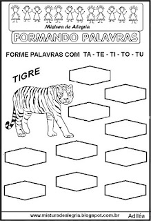 Atividades de alfabetização,formação de palavras