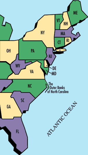 east coast  states