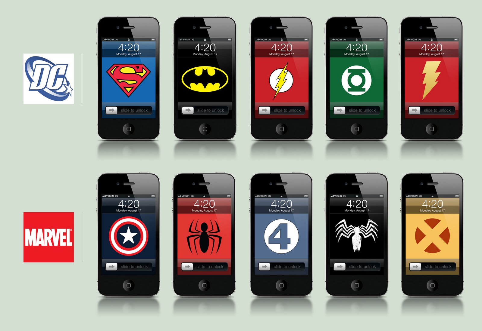 ... iPhone 4 paquetes con wallpapers de los cómics y superheroes más