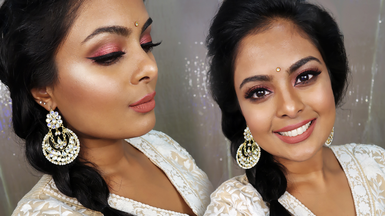 Indian Wedding Guest Makeup Tutorial Metallic Rose Gold Eyes