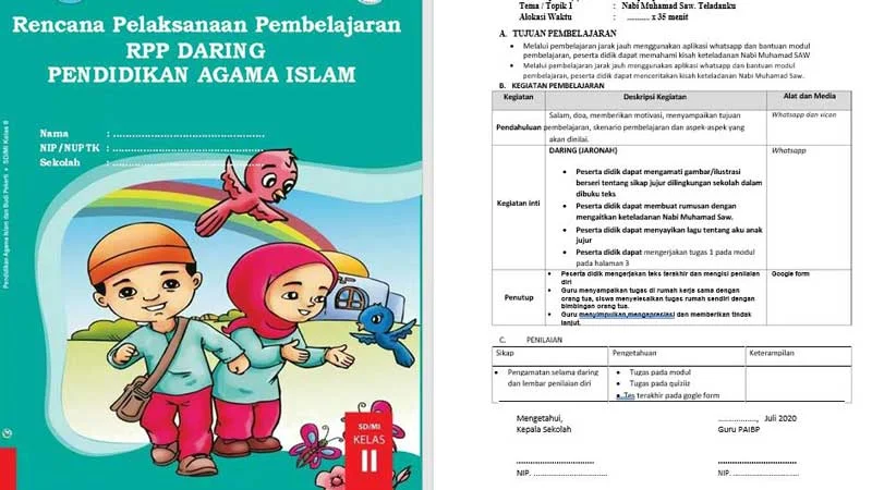 RPP Daring Satu Lembar Mapel PAI Kelas 2 SD Kurikulum 2013