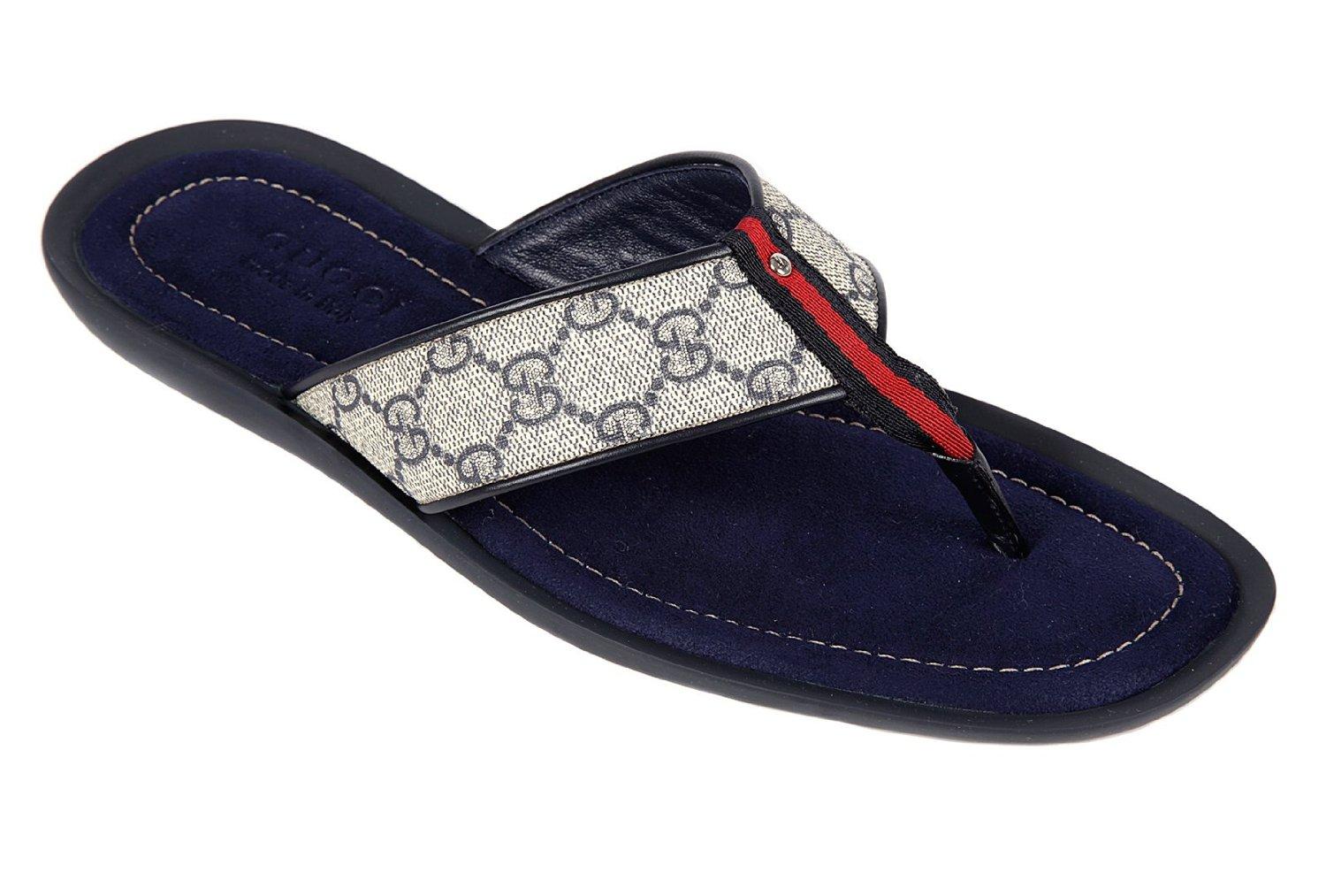 Flip flops leather 'blu' sandals for men, with a design pattern on the ...