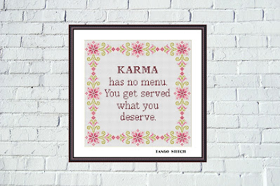 Karma has no menu funny sarcastic cross stitch embroidery - Tango Stitch
