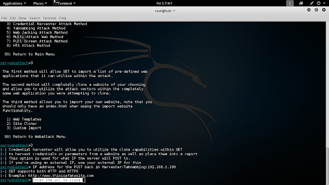 hack facebook password in kali linux with setoolkit