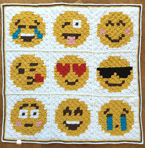 Cute C2C Crochet Emoji Afghan - Free Pattern