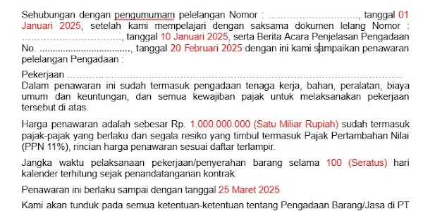 Unduh contoh surat penawaran Tahap Dua
