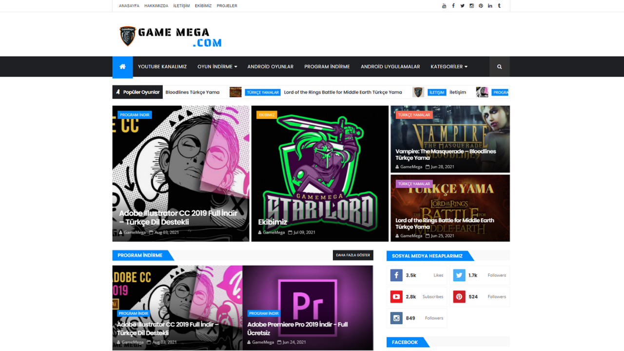GameMega - Oyun, Program, Uygulama ve Türkçe Yama İndirme Platformu Web Sitesi Projemiz