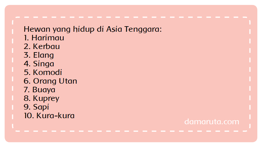 Jenis Hewan  di  Asia  Tenggara  dan Cara Perkembangbiakannya 