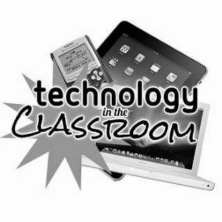 Black and white pictures of Ipad, computer, and calcualtor with Technology in the Classroom written in bold over it