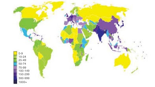 Peta Kepadatan Penduduk Dunia Tahun 2006