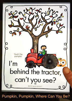Learn how to use No-Print Activities in speech therapy on your I-Pad or computer like this this pumpkin activity for fall. Portable and no-prep materials that make organization easy. Terrific with toddlers, preschool and autism students. #speechsprouts #speechtherapy #noprint #winter www.speechsproutstherapy.com