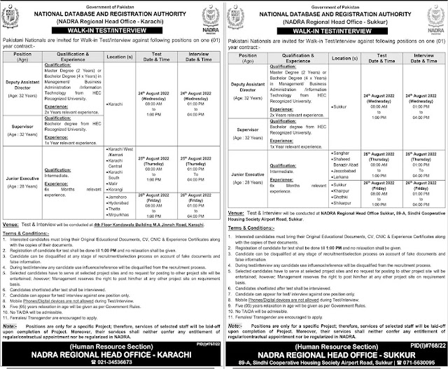 Nadra Jobs 2022 | Nadra Jobs Advertisement 2022