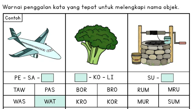 Latihan membaca - suku kata yang hilang 02