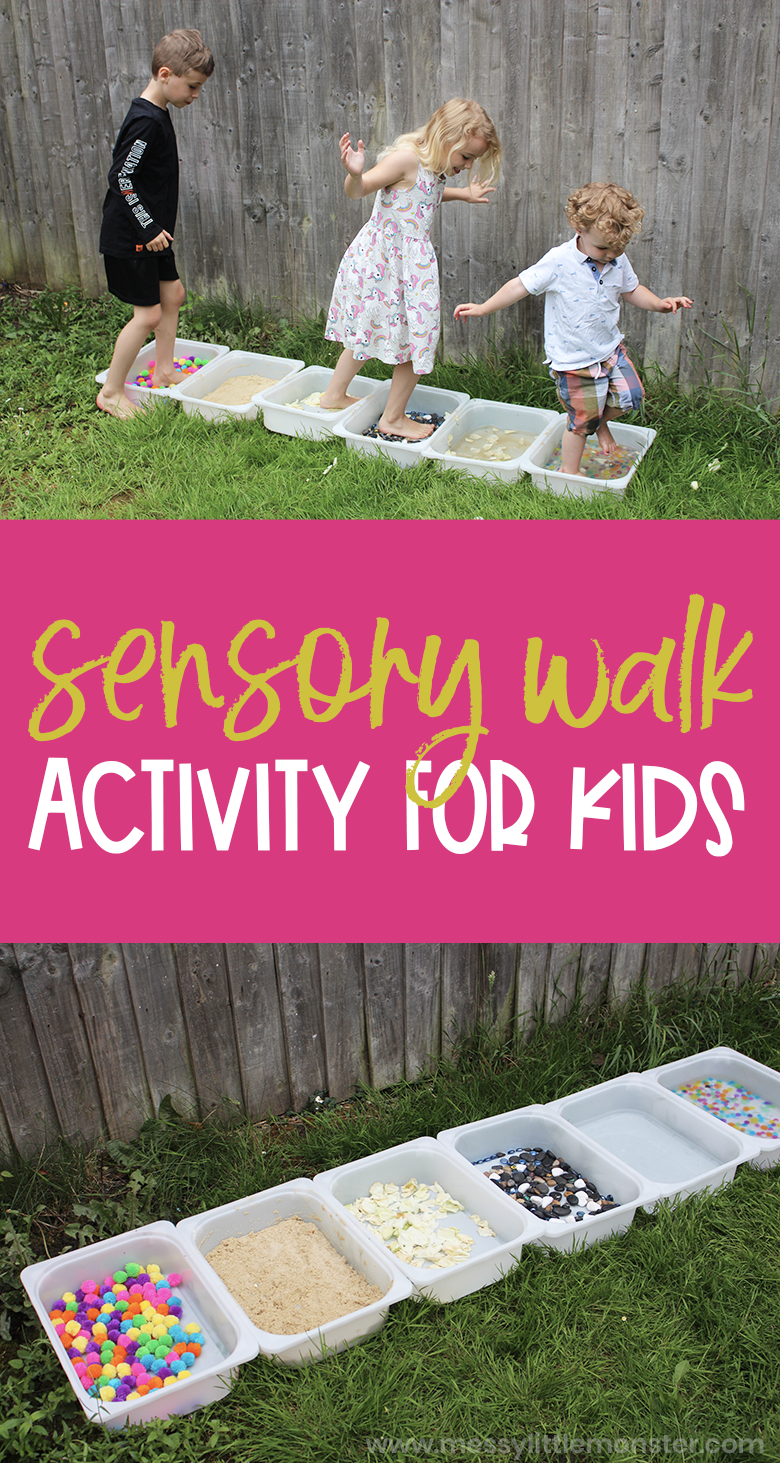 Sensory walk for kids. 5 senses activities - sense of touch activity.