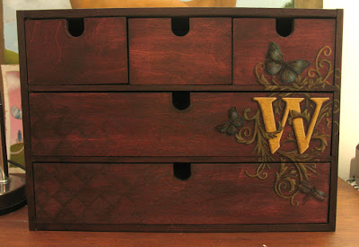 monogrammed mini storage chest front