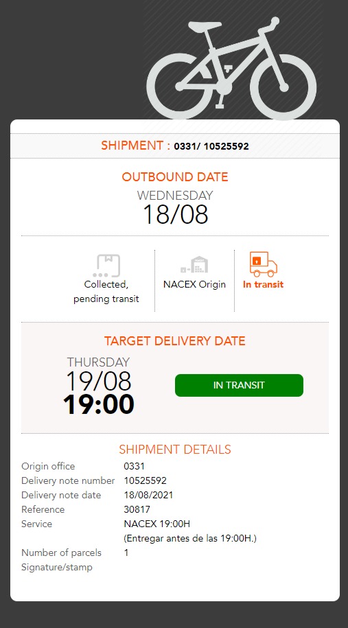 Shipment status