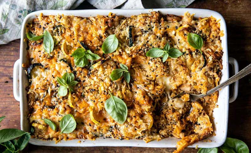 Cheesy Zucchini Chicken and Rice Bake