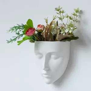 Human Face Ceramic Flower Vase Character Human Face Vase White Gold Garden Wall Hanging Vase Nordic Balcony Garden Home Decor US $17.92 3 sold + Shipping: US $1.37