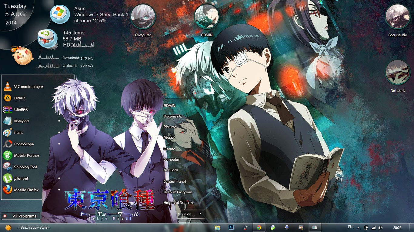 Anime Skin Theme Win 7 Tokyo Ghoul