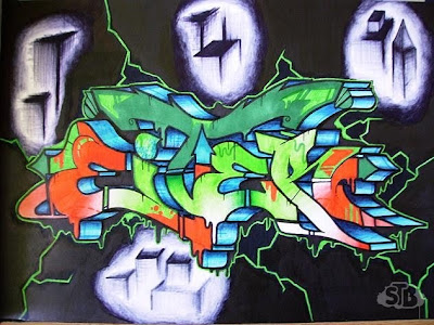 3d graffiti sketches. 3D Graffiti Sketches colour