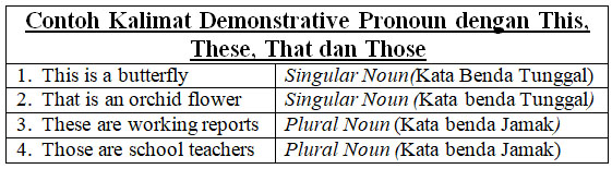 Contoh Kalimat Demonstrative Pronoun This, That, These dan Those