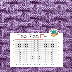 Knit Purl Pattern repeat, Step-by-step knitting instructions