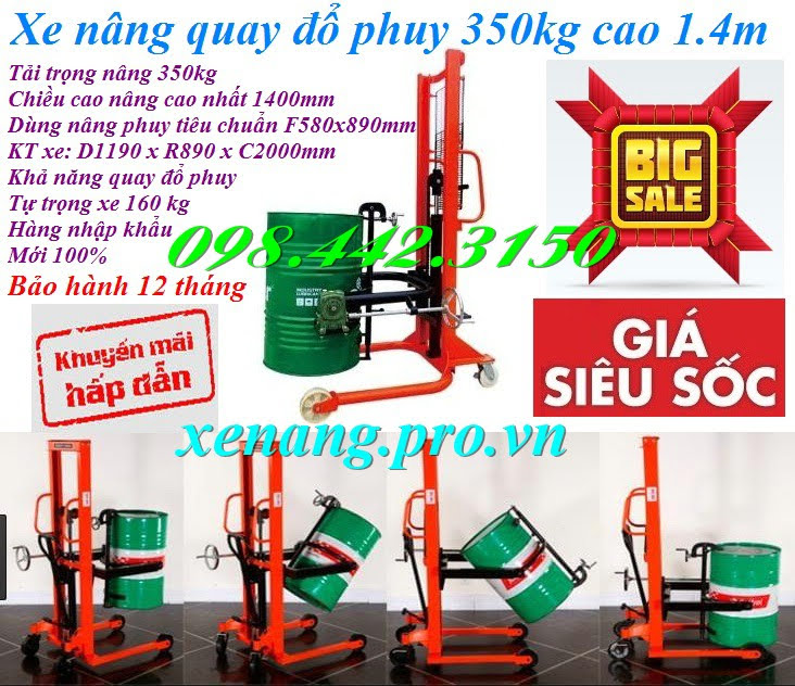Xe nâng quay đổ phuy