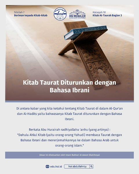 Halaqah 10 ~ Kitab At Taurat (Kitab Taurat) Bagian 03 Dari 04