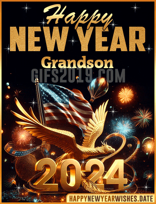 Happy New Year 2024 gif Wishes for Grandson