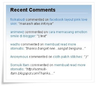 Cara Pasang Recent Comment di Blog