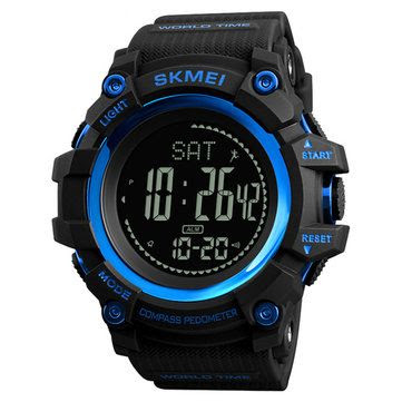 SKMEI 1356 Compass Pedometer Calorie Sport Watch Chronograph World Time Stopwatch Digital Watch 