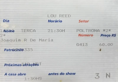 Fui ao Show do Lou Reed em 1996 aqui no Brasil