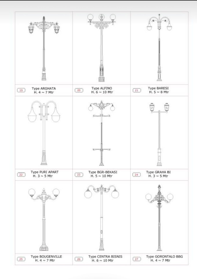 tiang lampu jalan lampu taman lampu hias pju