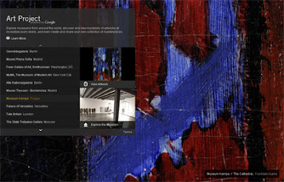 Capture d'écran de la page d'accueil de Art project