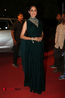 Actress Pragya Jaiswal Stills in Green Long Dress at Gemini TV Puraskaralu 2016 Event  0080.JPG