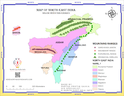 Purvanchal range map, Purvanchal Hills Map,