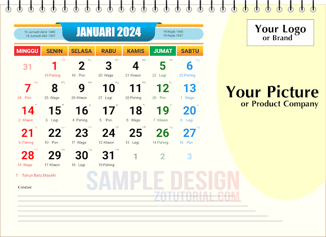 Download Template Kalender 2024 PNG, CDR, Ai