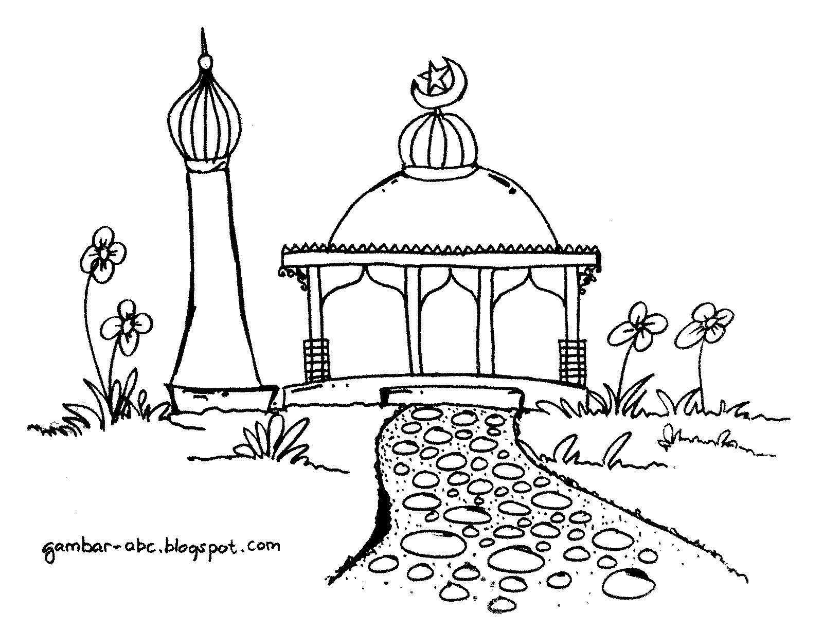 Ide 37 Sketsa  Gambar Masjid Dan Orang
