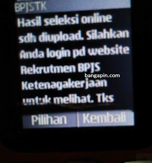 Dengan hormat,  Kami selaku Penyelenggara Rekrutmen dan Seleksi Calon Karyawan Sourcing Channel: REGULAR BPJS Ketenagakerjaan tahun 2017 menyampaikan terima kasih atas atensi dan partisipasi Anda.  Hasil Registrasi Online, telah selesai diolah. Untuk dapat melihat hasil pengumuman, silakan Anda login menggunakan Email serta Password Anda ke website kami https://rekrutmen.BPJSketenagakerjaan.go.id dan masuk ke menu Notifikasi.  Terima kasih.  Jakarta, 17-03-2017  Penyelenggara Rekrutmen dan Seleksi  Calon Karyawan BPJS