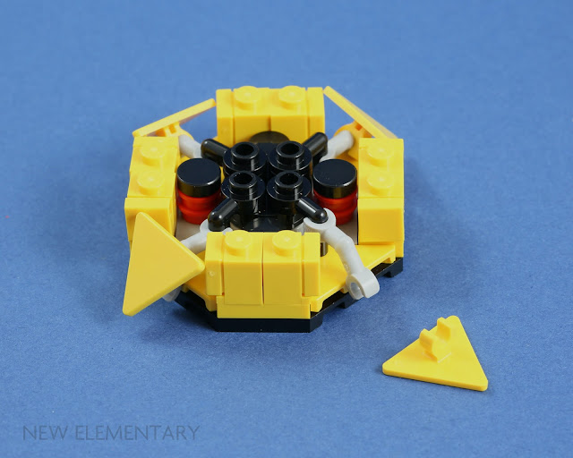 breakdown of the lego sphere end to show triangular road sign attachement
