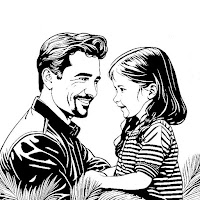 a girl and her father coloring page for father's day