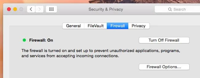 Untuk OS X Firewall