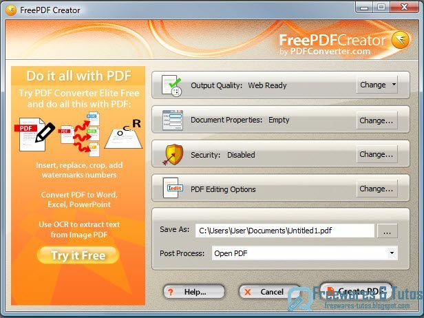 FreePDF Creator : un autre logiciel gratuit pour convertir vos documents en fichiers PDF